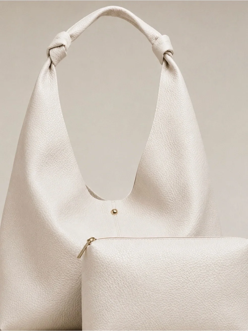 Anthropologie Knotted Strap Hobo Tote in Cream w/ pouch
